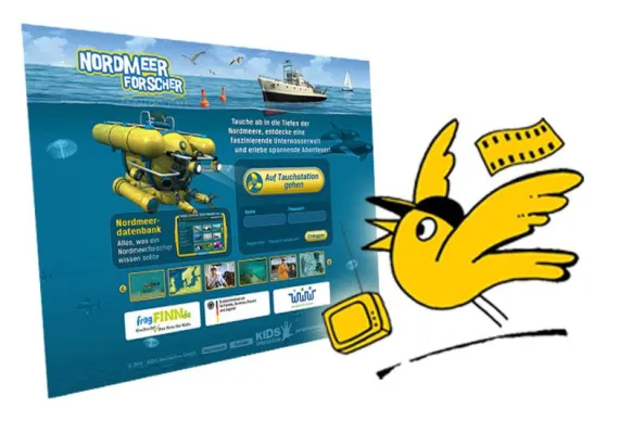 Bild: KIDS interactive ausgezeichnet mit dem „Goldenen Spatzen | Bestes Onlinegame“ für Nordmeerforscher.de