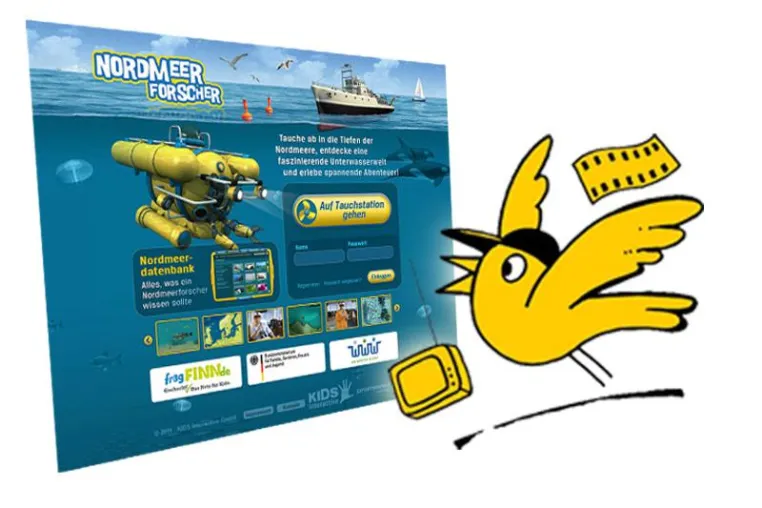 Bild: KIDS interactive ausgezeichnet mit dem „Goldenen Spatzen | Bestes Onlinegame“ für Nordmeerforscher.de