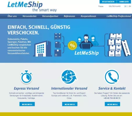Neuer Look für die Versandplattform LetMeShip Bild: Neuer Look für die Versandplattform LetMeShip