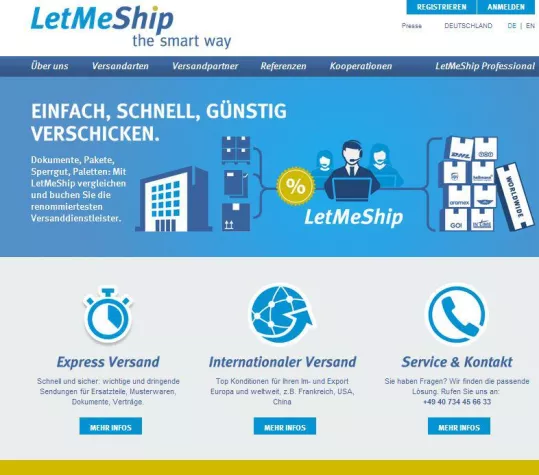 Neuer Look für die Versandplattform LetMeShip Bild: Neuer Look für die Versandplattform LetMeShip
