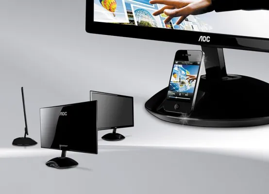 Bild: AOC präsentiert zur CES 2012 Design-Monitor mit iPhone®-Dock und weitere Display-Neuheiten