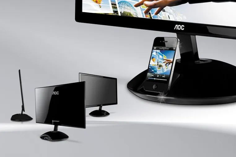 Bild: AOC präsentiert zur CES 2012 Design-Monitor mit iPhone®-Dock und weitere Display-Neuheiten