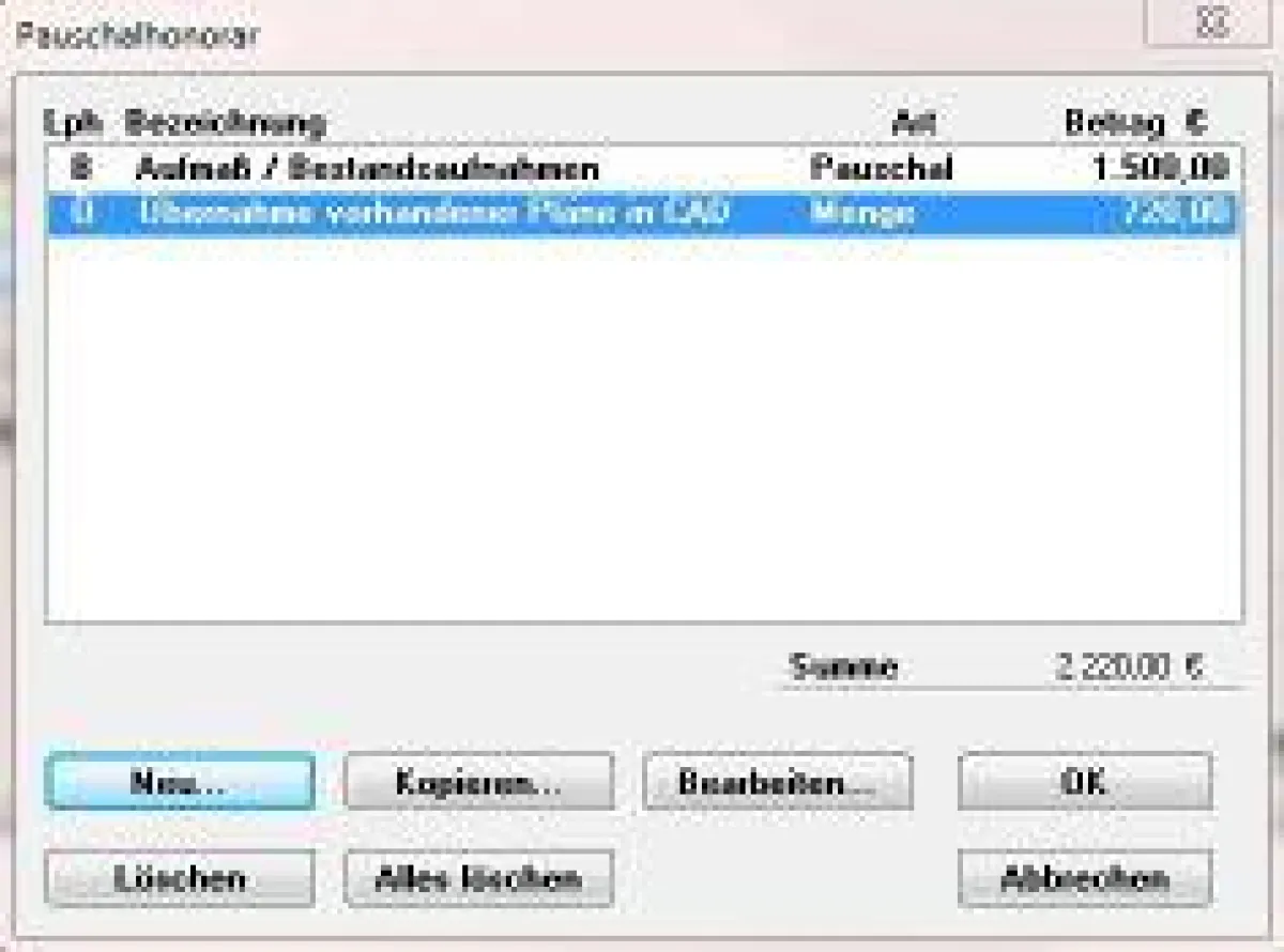 S-HOAI-Pauschalhonorare