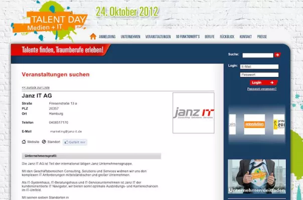 Bild: Janz IT AG beim TALENT DAY Medien + IT 2012