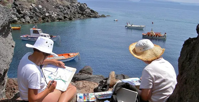 Bild: Weltpremiere Blauvergleich: Künstler vergleichen Acrylfarben