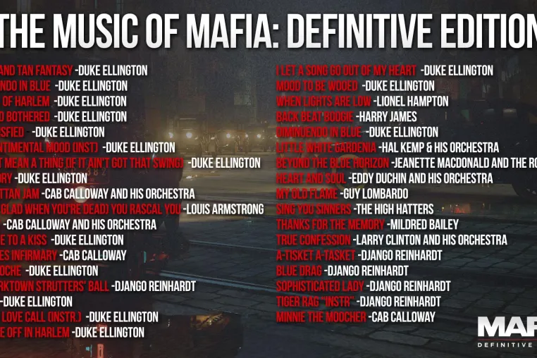 Enthüllung des kompletten lizenzierten Soundtracks zu Mafia: Definitive Edition Bild: Enthüllung des kompletten lizenzierten Soundtracks zu Mafia: Definitive Edition
