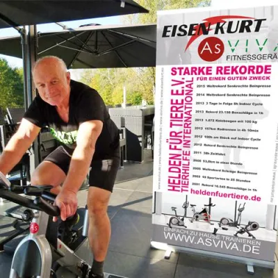 AsVIVA Speedbike schafft 56 km/h dank Kurt „Eisenkurt“ Köhler – Rekord nur knapp verpasst Bild: AsVIVA Speedbike schafft 56 km/h dank Kurt „Eisenkurt“ Köhler – Rekord nur knapp verpasst