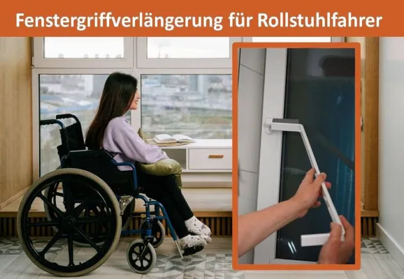 Fenstergriffverlängerung für Rollstuhlfahrer, Senioren und kleinwüchsige Menschen Bild: Fenstergriffverlängerung für Rollstuhlfahrer, Senioren und kleinwüchsige Menschen