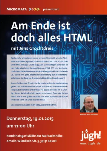 Bild: Terminhinweis der JUGH: Am Ende ist doch alles HTML. Mit Jens Grochtdreis
