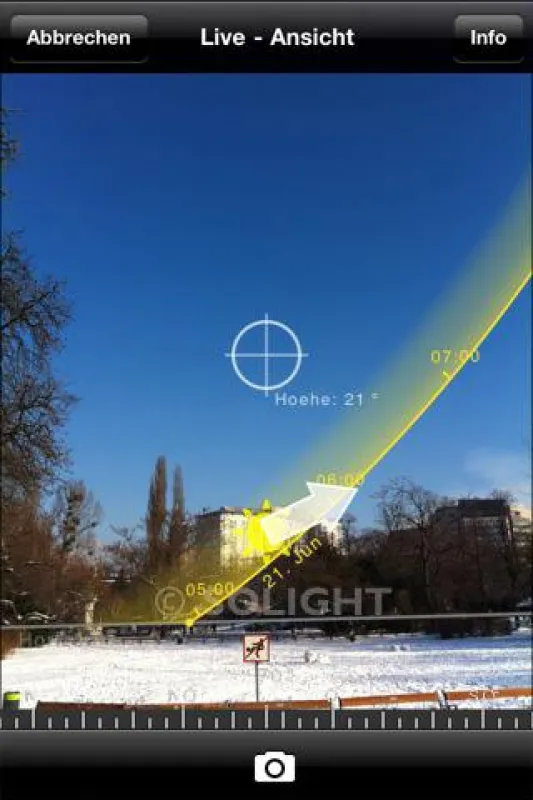 Die augmented reality Live-Ansicht von SOLight