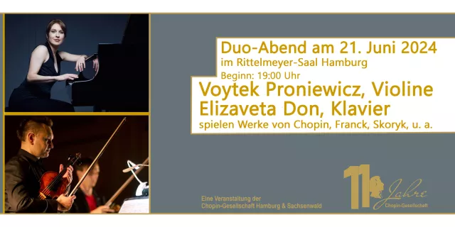 Bild: Kammerkonzert mit Voytek Proniewicz, Violine und Elizaveta Don, Klavier