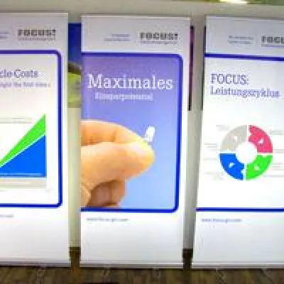 Bild: Neue Roll Up Display Banner – Hochwertige Präsentationsmittel von Evolution