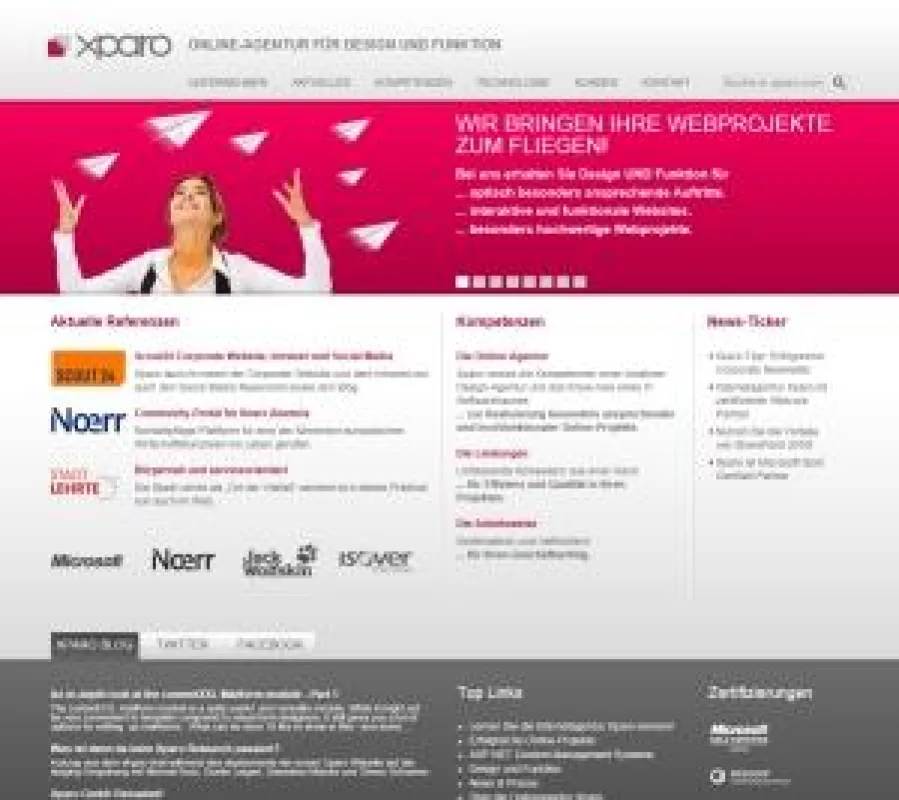 Corporate Website www.xparo.com der Xparo GmbH