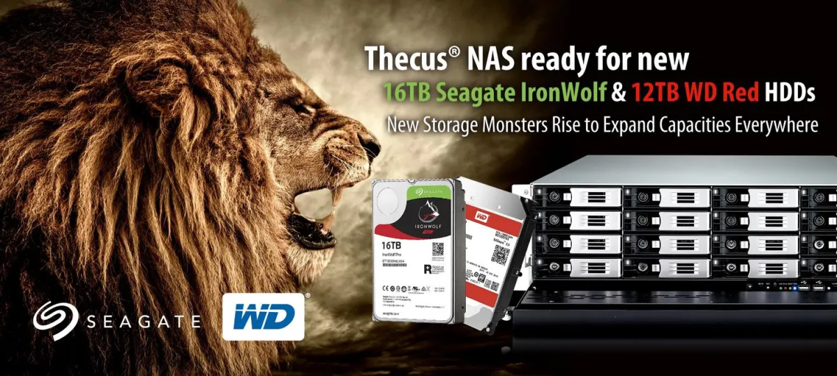 Thecus® NAS bereit für Seagate IronWolf 16TB & WD Red 12TB HDDs