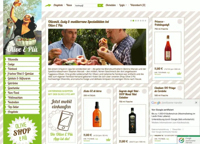 Bild: Olive E Più ist jetzt Google Zertifizierter Händler