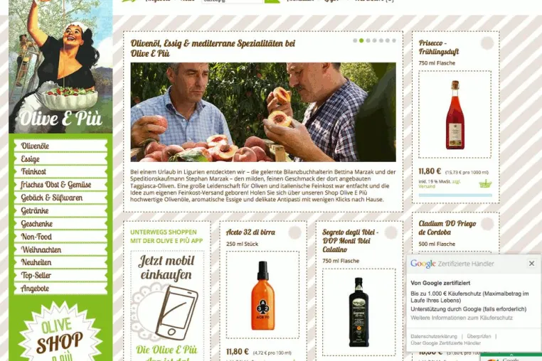 Bild: Olive E Più ist jetzt Google Zertifizierter Händler