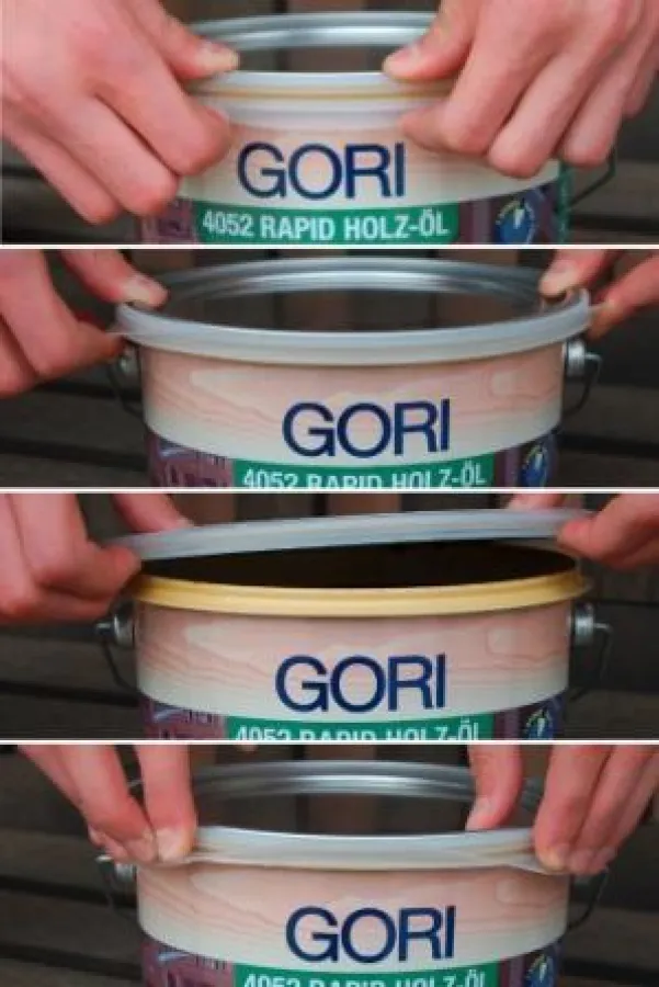 Mit dem easy Deckel die Gori-Gebinde bequem und schnell öffnen und sicher verschließen.