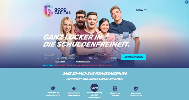Good Capital GmbH: Ihr Partner für eine sorgenfreie Zukunft aus den Schulden Bild: Good Capital GmbH: Ihr Partner für eine sorgenfreie Zukunft aus den Schulden