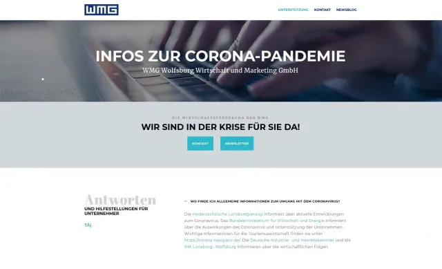 Bild: WMG: Online-Service für Unternehmen / Zentralen Unternehmer-Themen zur Corona-Pandemie auf einen Blick