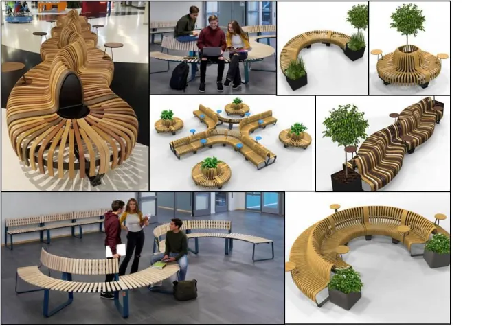 Bild: Modulare SITZBÄNKE speziell für SCHULEN konzipiert