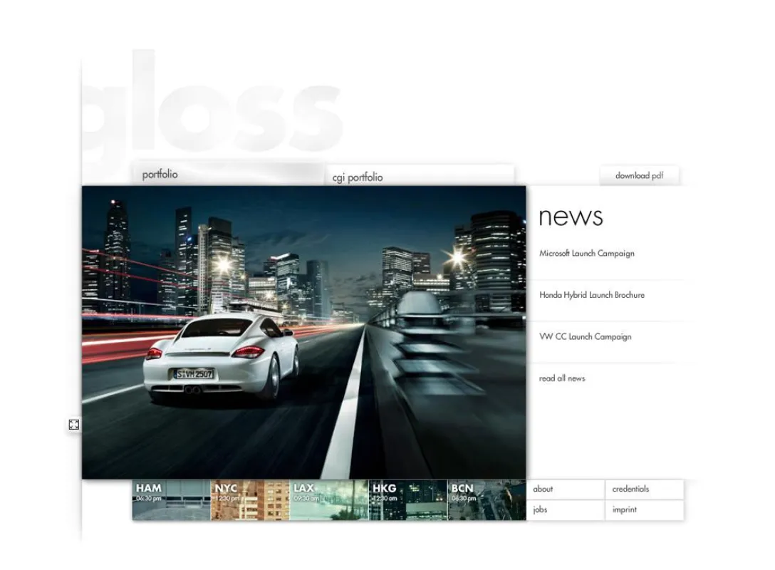 Die ausgezeichnete Website von gloss postproduction