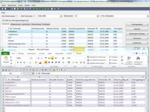 Bild: Controlling mit Microsoft Excel im Maklerverwaltungsprogramm GIN-AX