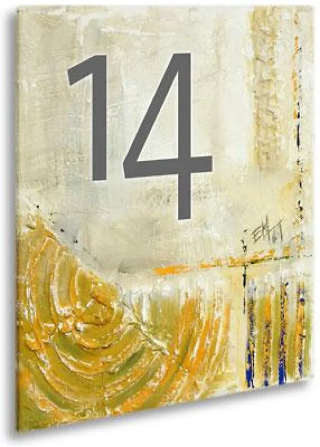 Hausnummer-Kachel, Werktitel Gelassenheit, 33 x 33 cm