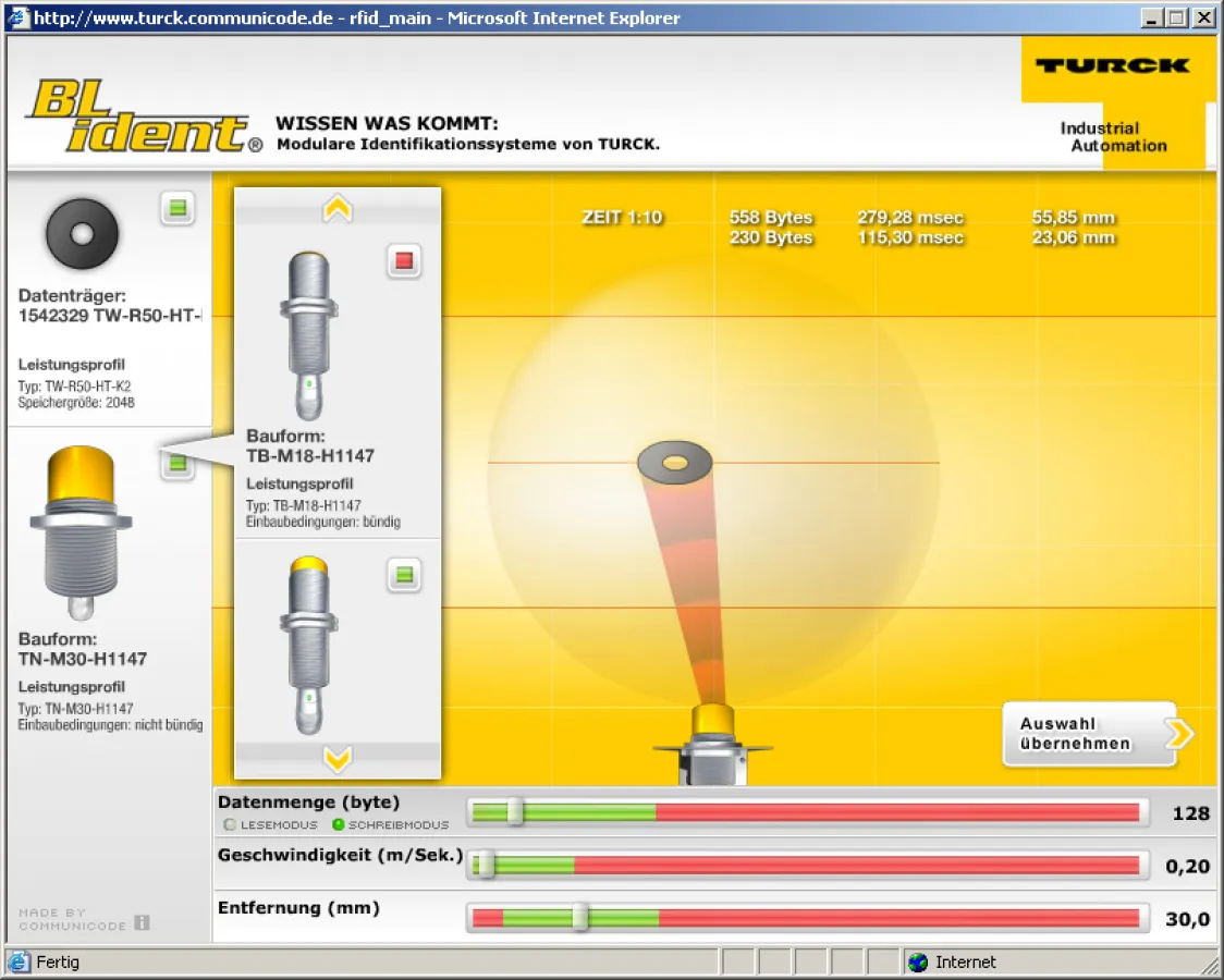 Die Simulation in Aktion. Interaktive Kontextmenüs bieten alle Details auf einen Blick
