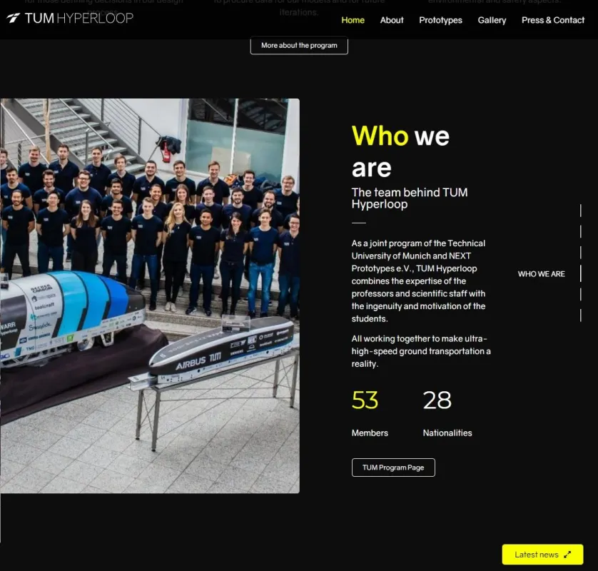 Das Team hinter dem Hyperloop-Projekt ist mittlerweile beträchtlich gewachsen. Bild: tumhyperloop.de