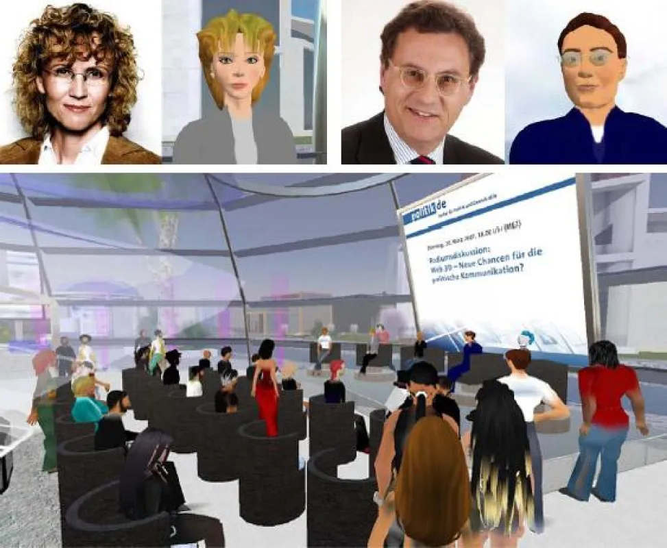 Podiumsdiskussion im Politik-Land von politik.de in Second Life (1. politischer Webdienstag am 20.03.2007 u.a. mit Hans-Joachim Otto und Steffi Lemke)