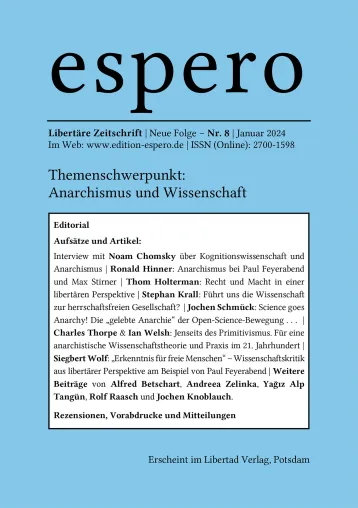 Bild: espero, Nr. 8 – die neue Winterausgabe 2023/24 - Anarchismus und Wissenschaft