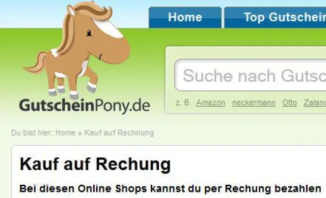 Bild: Sicherer sparen - Gutscheinpony listet Shops mit Kauf-auf-Rechnung-Option