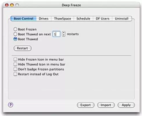 Bild: Deep Freeze 4.0 Mac schützt vor Malware, Systemveränderungen und Viren jetzt auch unter Leopard
