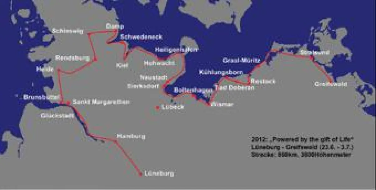 560 km von Lüneburg nach Greifswald vom 23.06. bis 03.07.2012