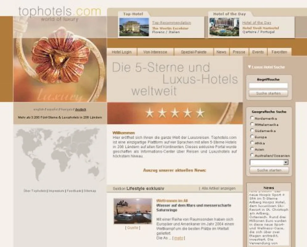 www.tophotels.com  -  die schönsten Luxus-Residenzen der Welt im Internet