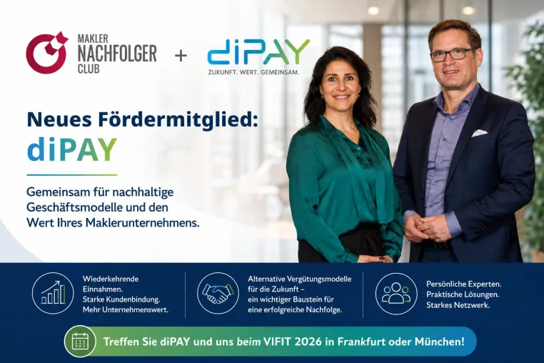 Der Makler Nachfolger Club e.V. begrüßt neues Fördermitglied Bild: Der Makler Nachfolger Club e.V. begrüßt neues Fördermitglied