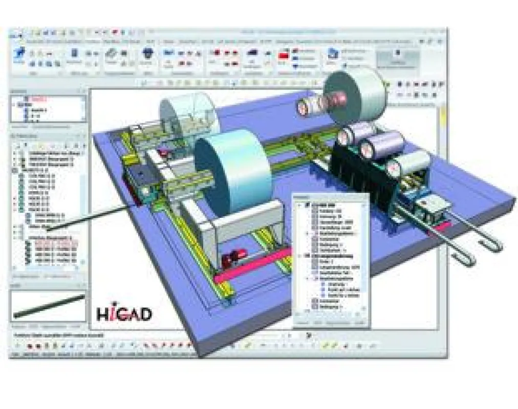 HiCAD 2010 optimiert auch komplexe, branchenübergreifende Projekte. Die Transportanlage besteht aus Bundhubwagen, Bundlager, Hülsenwagen und Hülsenlager. (Konstruktion: GRUSE Maschinenbau GmbH & Co. K