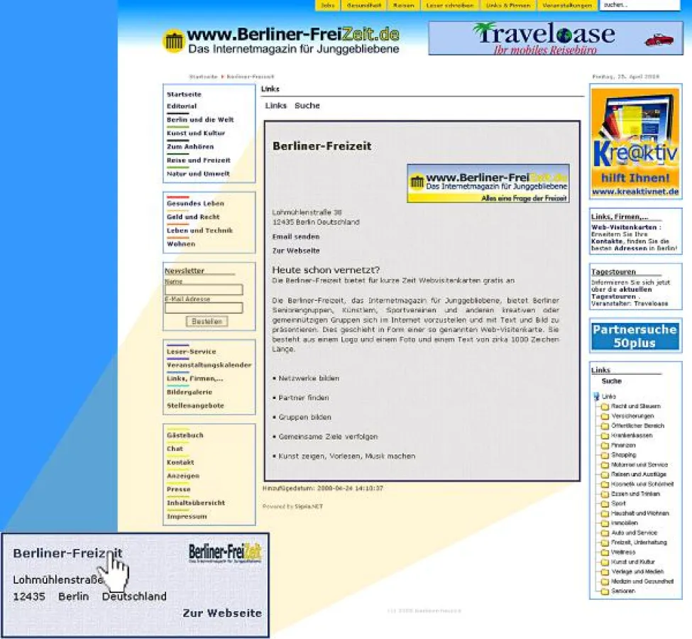 Web-Visitenkarten ergänzen den eigenen Webauftritt