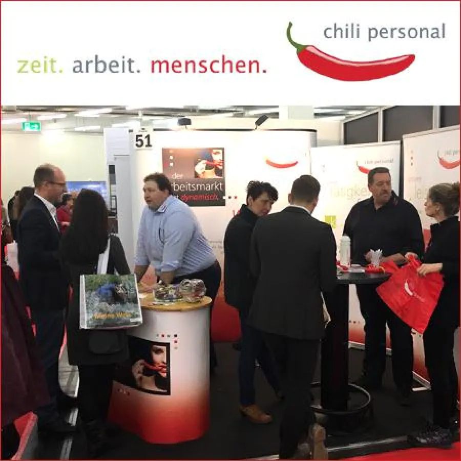 Der stark frequentierte Stand von chili personal auf der 9. Jobmesse München 2017