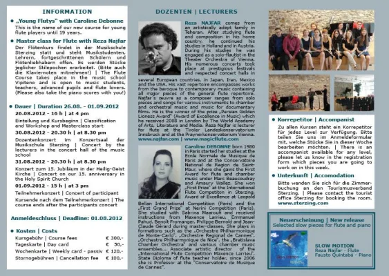 Bild: Internationaler Meisterkurs für Flöte in Sterzing - Italien (15. Jahre)