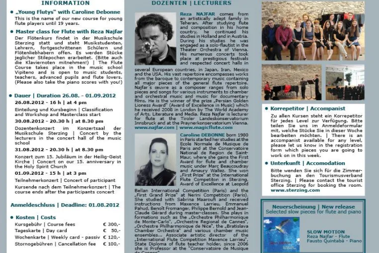 Bild: Internationaler Meisterkurs für Flöte in Sterzing - Italien (15. Jahre)