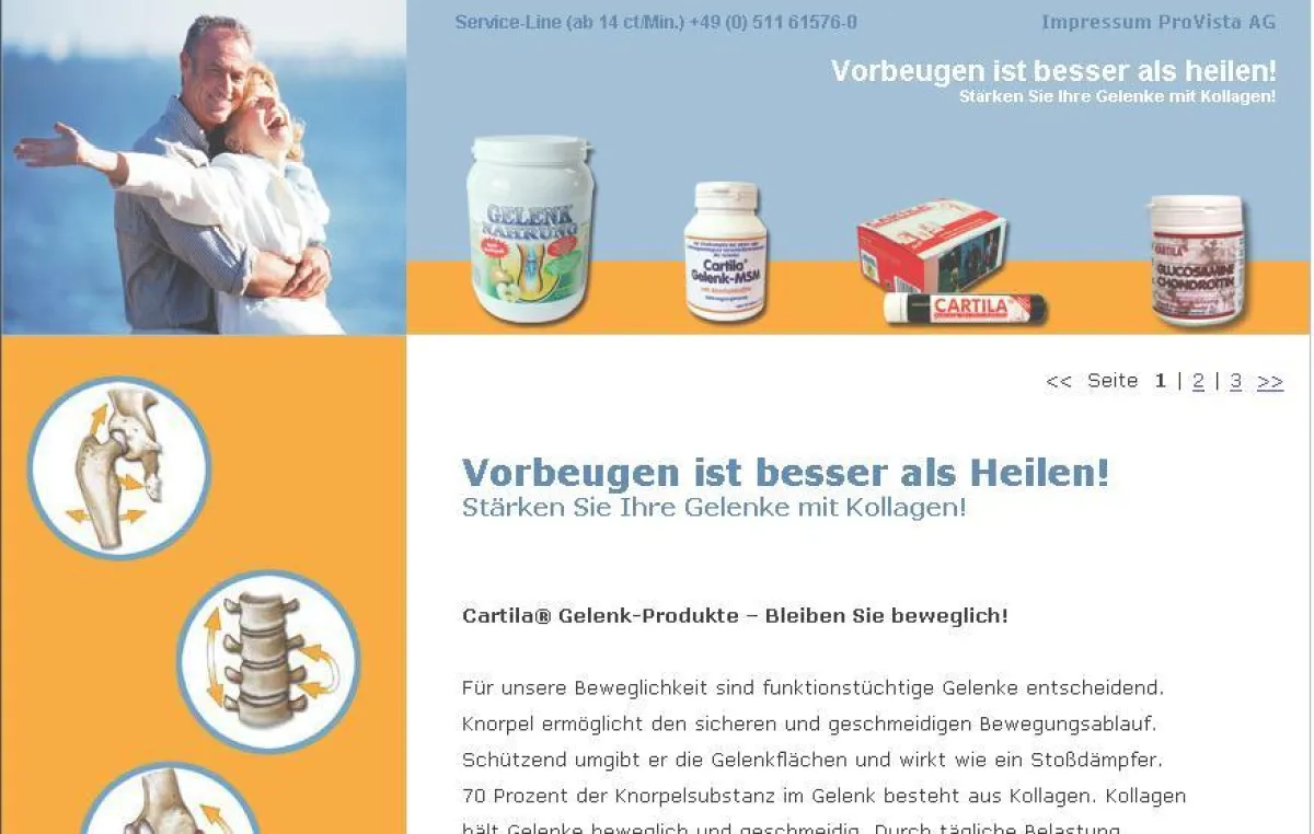 Cartila Shop für Gelenknahrung - der Onlineshop
