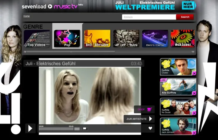 sevenload Music TV setzt auf InVideo-Shopping mit CAVI Bild: sevenload Music TV setzt auf InVideo-Shopping mit CAVI