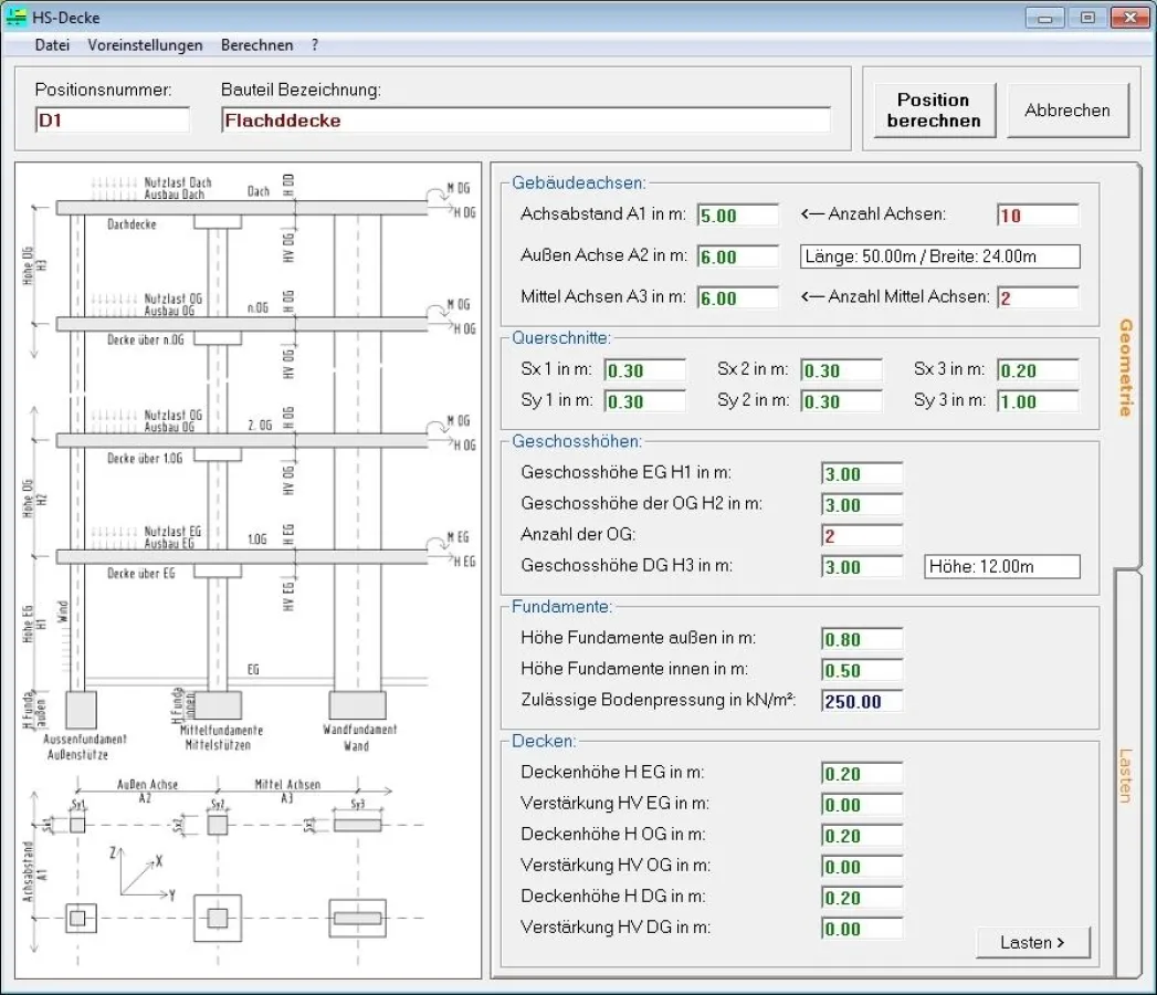 HS-Decke System Eingabe