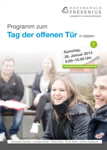 Tag der offenen Tür an der Hochschule Fresenius in Idstein: Jetzt persönlichen Beratungstermin sichern Bild: Tag der offenen Tür an der Hochschule Fresenius in Idstein: Jetzt persönlichen Beratungstermin sichern