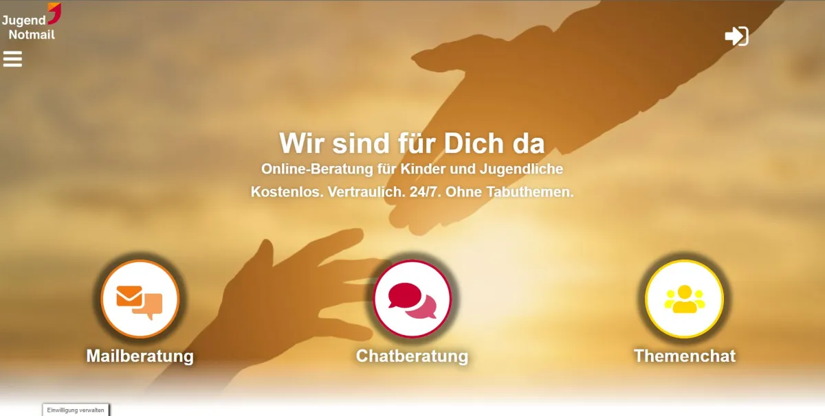 Website-Relaunch: Desktop-Ansicht von JugendNotmail (© JugendNotmail)