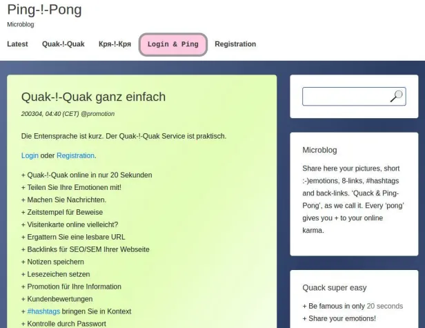 Microblogging für Marketing / Microblog Ping-!-Pong Bild: Microblogging für Marketing / Microblog Ping-!-Pong