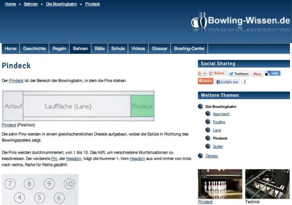 Bild: Bowling-Wissen.de: neues Design und Bowlingcenter-Verzeichnis