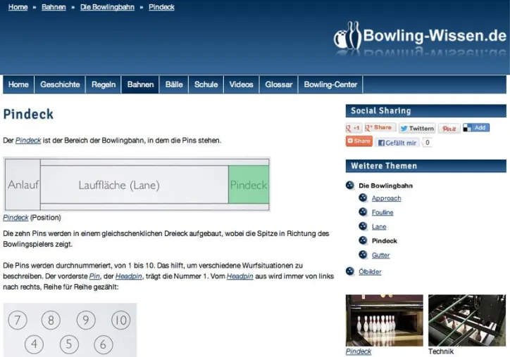 Bild: Bowling-Wissen.de: neues Design und Bowlingcenter-Verzeichnis