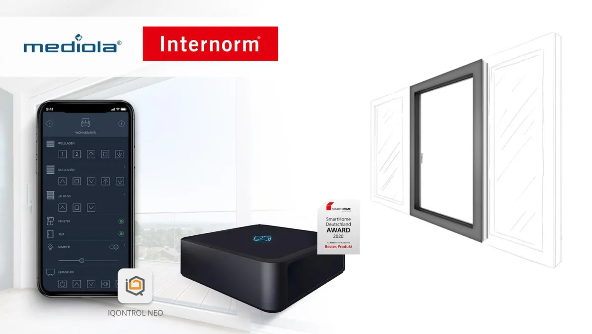 Kooperation zwischen mediola® und internorm treibt  smarte Vernetzung im Alltag voran